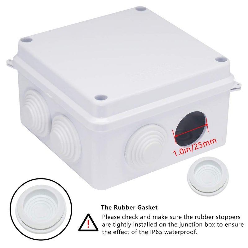 Zulkit Junction Box, Zulkit ABS Plastic Dustproof Waterproof IP65 Universal Electrical Boxes Project Enclosure White 3.9 x 3.9 x 2.8 inch(100 x 100 x 70mm) - Image 4